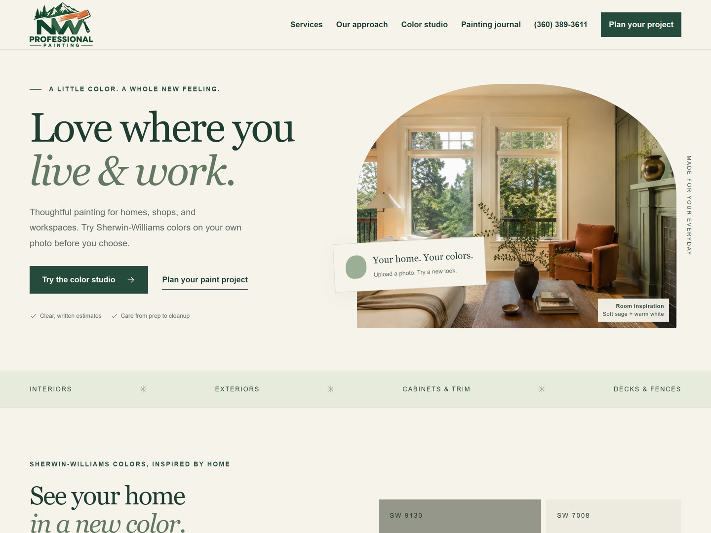 NW Professional Painting website homepage